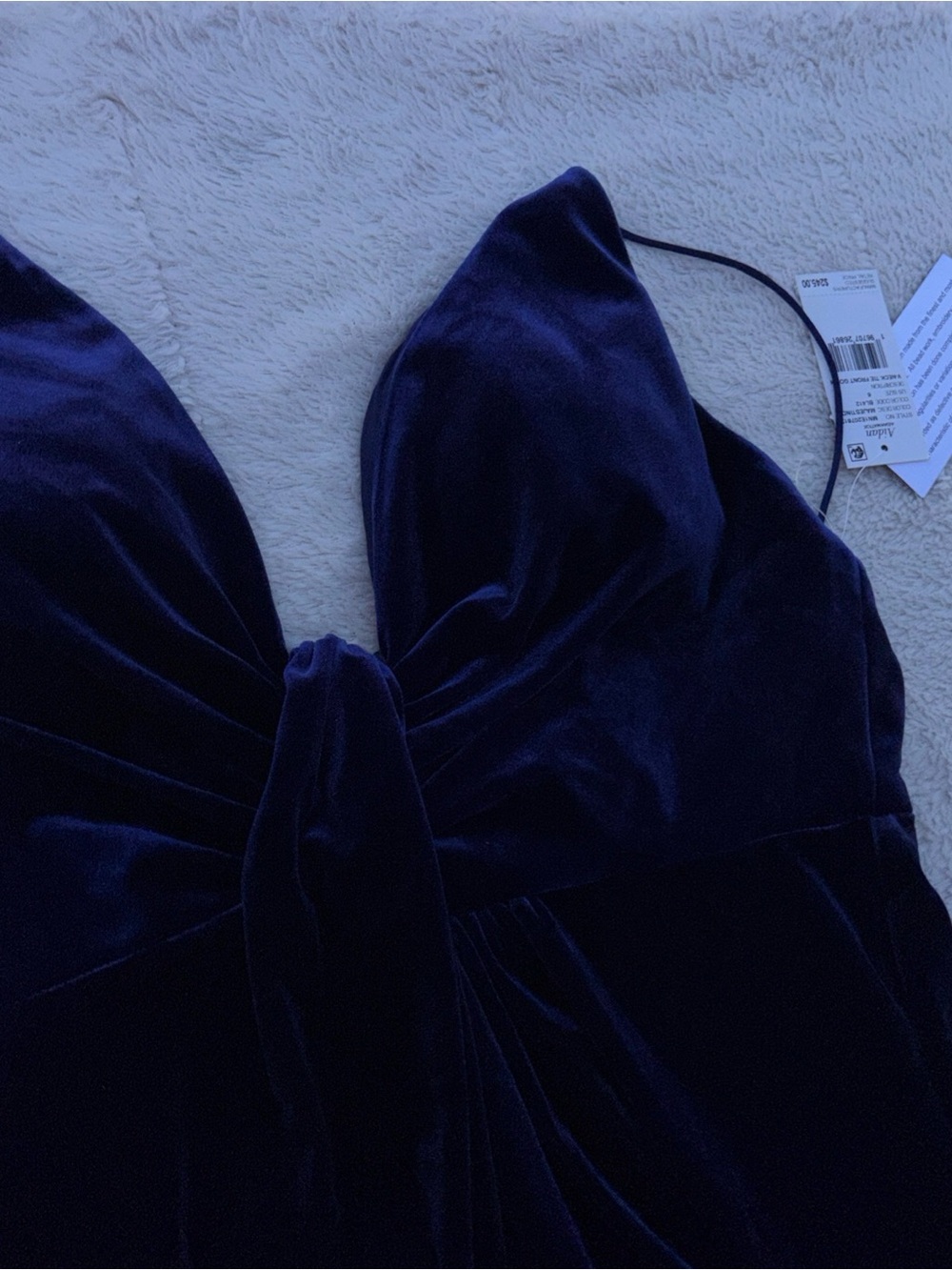 Aidan Mattox Royal Blue Velvet Plunging Maxi Gown - Picture 5 of 13